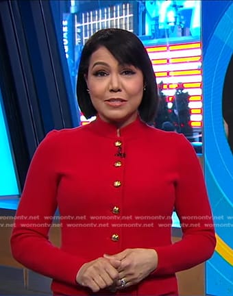 Stephanie's red cardigan jacket on Good Morning America