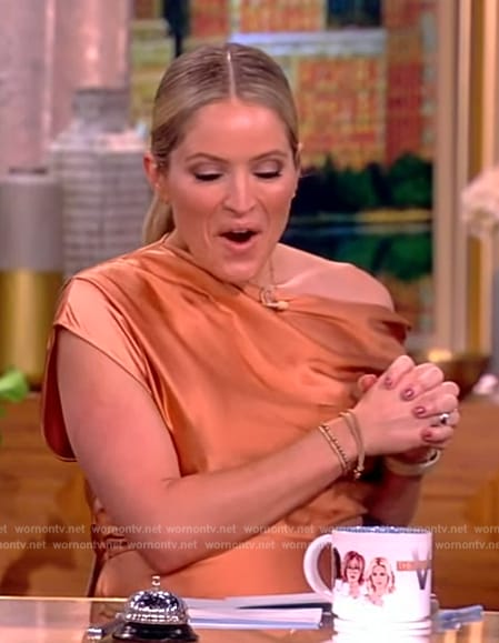 Sara's orange satin drape dress on The View