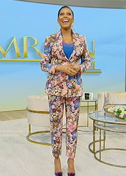Tamron's floral print blazer and pants on Tamron Hall Show