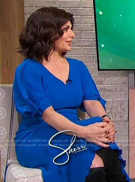Tamsen Fadal's blue midi dress on Sherri