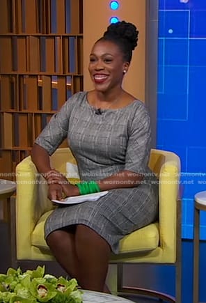 Tiffany Aliche's grey plaid dress on Good Morning America
