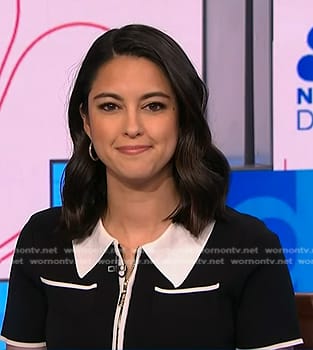 Valerie Castro's black contrast trim zip front dress on NBC News Daily