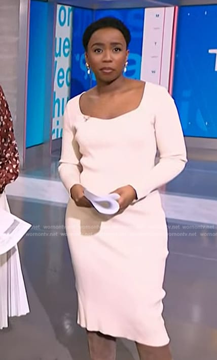 Zinhle's white tweed sweetheart dress on NBC News Daily