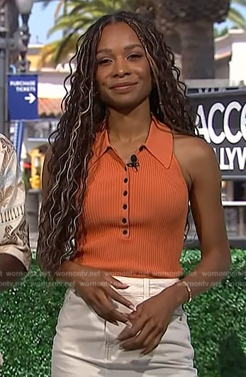 Zuri's orange ribbed top on Access Hollywood