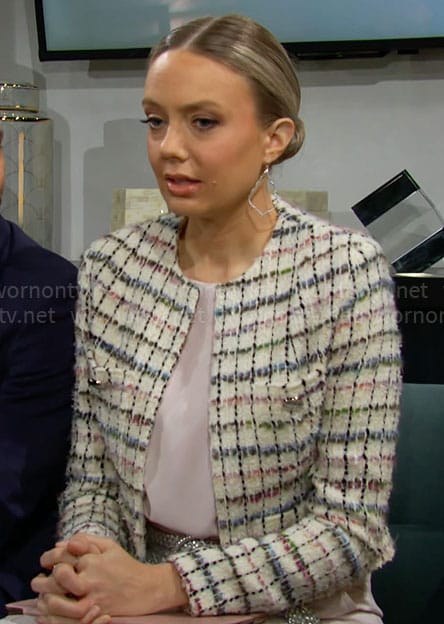 Abby's checked tweed jacket on The Young and the Restless