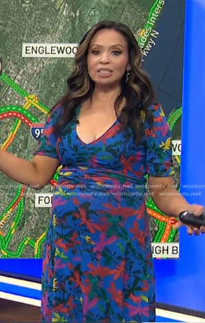 Adelle's blue floral ruched dress on Today