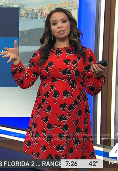 Adelle's red floral print maternity dress on Today