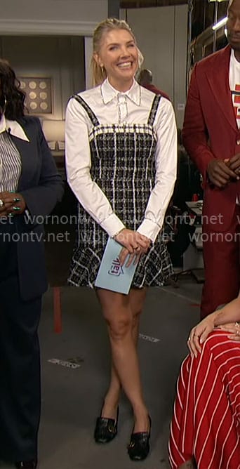 Amanda's black and white tweed dress on The Talk