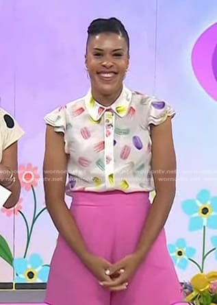 Amber Kemp-Gerstel's white macaron print top on Today