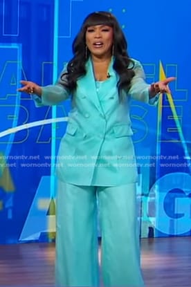 Angela Bassett's blue organza blazer and pants on Good Morning America