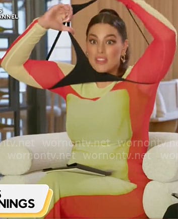 Ashley Graham's lime green and orange mesh dress on CBS Mornings