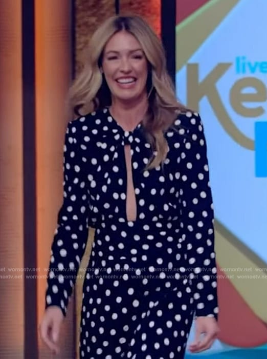 Cat Deeley's polka dot print cutout dress on Live with Kelly and Mark