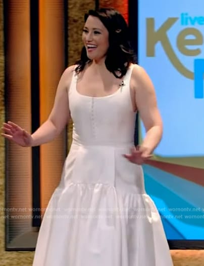 Chyler White's white flare dress on Live with Kelly and Mark