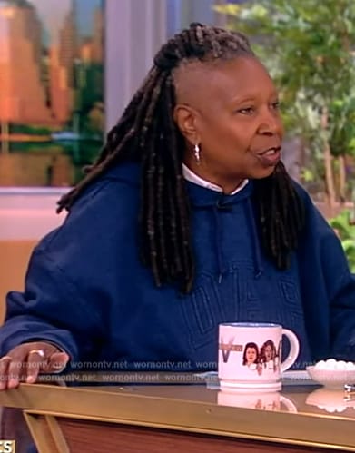 Whoopi's blue logo hoodie on The View