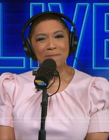 Deja Vu's pink satin dress on Live with Kelly and Mark