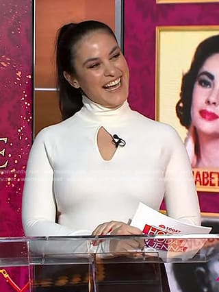 Donna's white keyhole long sleeve top on Today