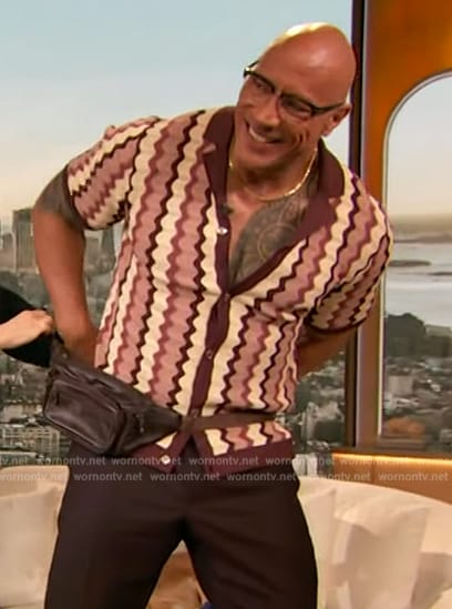 Dwayne The Rock Johnson's wavey knit shirt on The Drew Barrymore Show