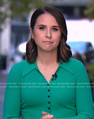 Elizabeth's green ribbed polo on Good Morning America