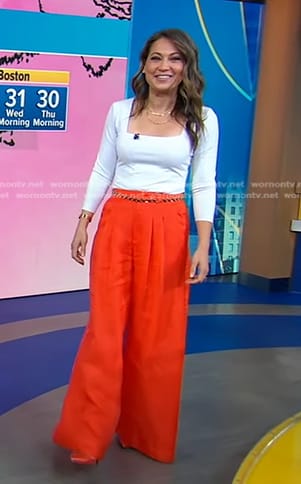 Ginger's orange wide leg pants on Good Morning America