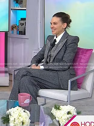 Hilary Swank's grey houndstooth blazer and pants on Today