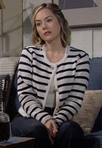 Hope's striped cardigan on The Bold and the Beautiful
