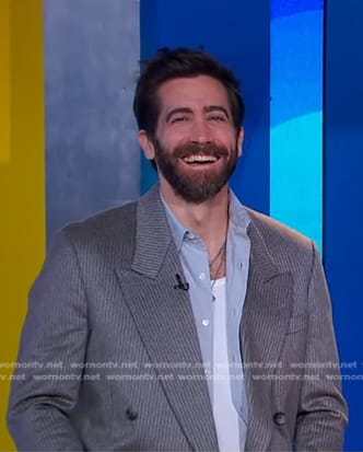 Jake Gyllenhaal's grey striped blazer on Good Morning America