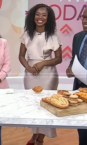Jamila Robinson's champagne satin dress on Today