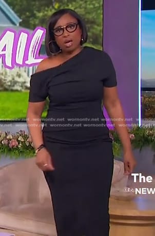 Jennifer's black off-shoulder fitted dress on The Jennifer Hudson Show