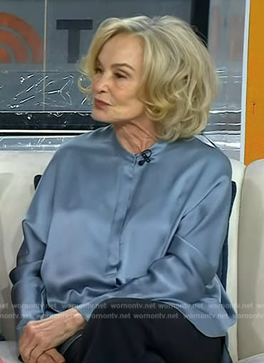 Jessica Lange's blue satin blouse on Today