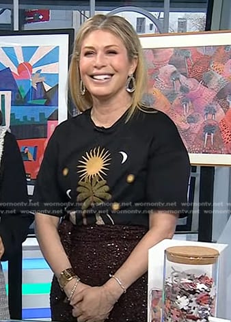 Jill's black sun print tee and sequin skirt on Today