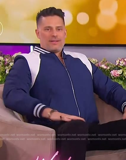 Joe Manganiello's blue bomber jacket on The Jennifer Hudson Show