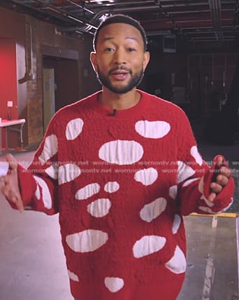 John Legend's red and white sweater on The Voice