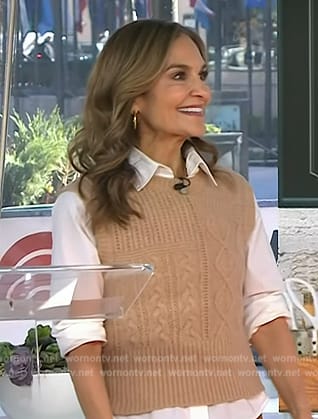Joy Bauer's beige cable knit vest  on NBC News Daily