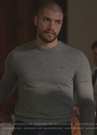 Jules' gray logo sweater on Death and Other Details