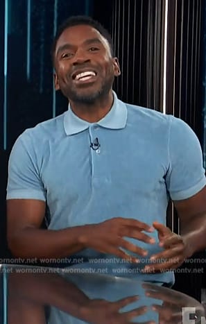 Justin's blue plush polo on E! News