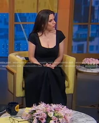 Kate Gibson's black square neck midi dress on Good Morning America