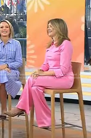 Katie Sands's pink collared sweater and pants on Today