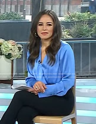 Kaylee's blue satin wrap blouse on Today