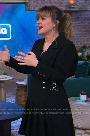 Kelly's black metal detail mini dress on The Kelly Clarkson Show