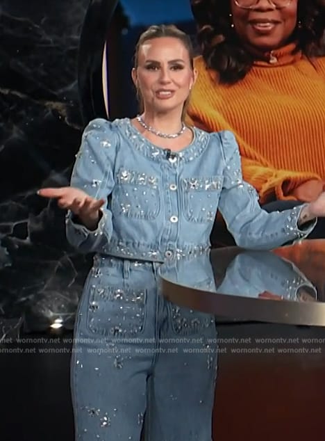 Keltie's embellished denim jacket and pants on E! News
