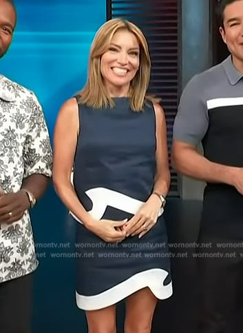 Kit's navy wave trim top and skirt on Access Hollywood