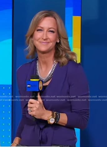Lara's purple wrap top on Good Morning America
