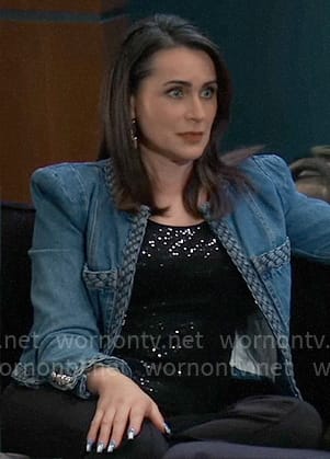 Lois's denim braid trim jacket on General Hospital