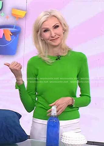 Lora McLaughlin Peterson's green button cuff sweater on Today