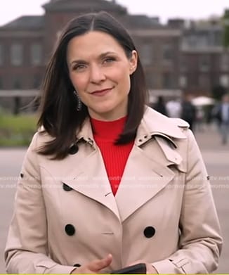 Maggie Rulli's beige trench coat on Good Morning America