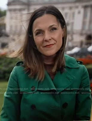 Maggie's green trench coat on Good Morning America
