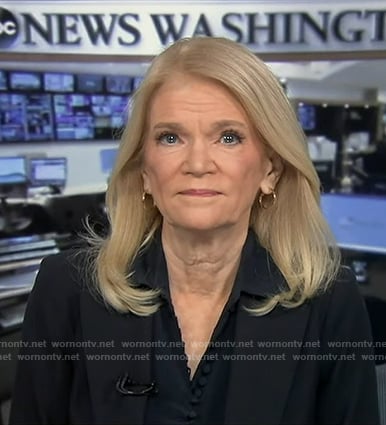Martha's navy button down blouse on Good Morning America