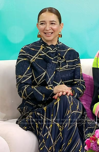 Maya's black printed top and skirt on Today