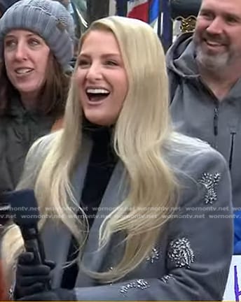 Meghan Trainor's grey embellished coat on Today