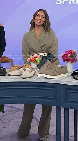 Melissa Garcia's khaki kimono jacket and pants on Today